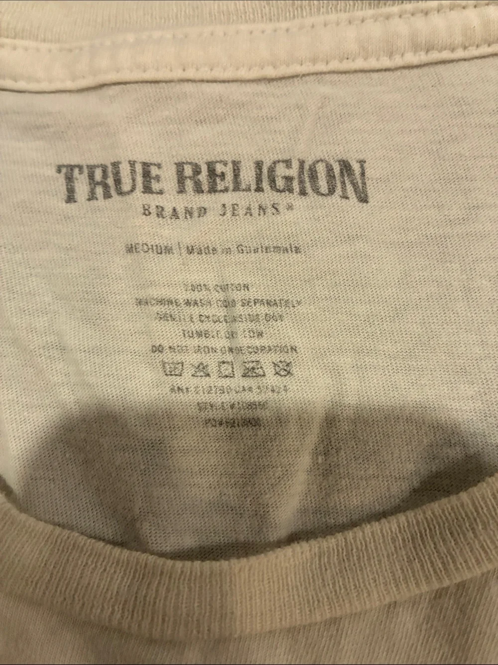 True Religion White Short Sleeve Crew with Black Horseshoe Logo
